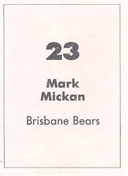 1990 Select AFL Stickers #23 Mark Mickan Back